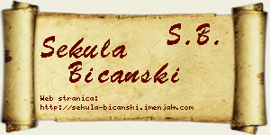 Sekula Bičanski vizit kartica